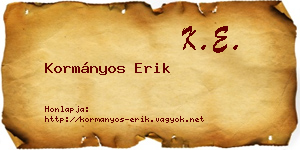Kormányos Erik névjegykártya